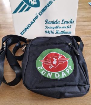 Zündapp Motorrad Umhängetasche mit 2 großen Fächern 19 x 15 x 5 cm mit Emblem Logo